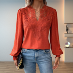 Faith | Lace V-Neck Long Sleeve Blouse for Women