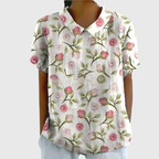 Ava | Collared Floral Print Short Sleeve Blouse for Women