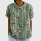 Ava | Collared Floral Print Short Sleeve Blouse for Women