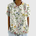 Ava | Collared Floral Print Short Sleeve Blouse for Women