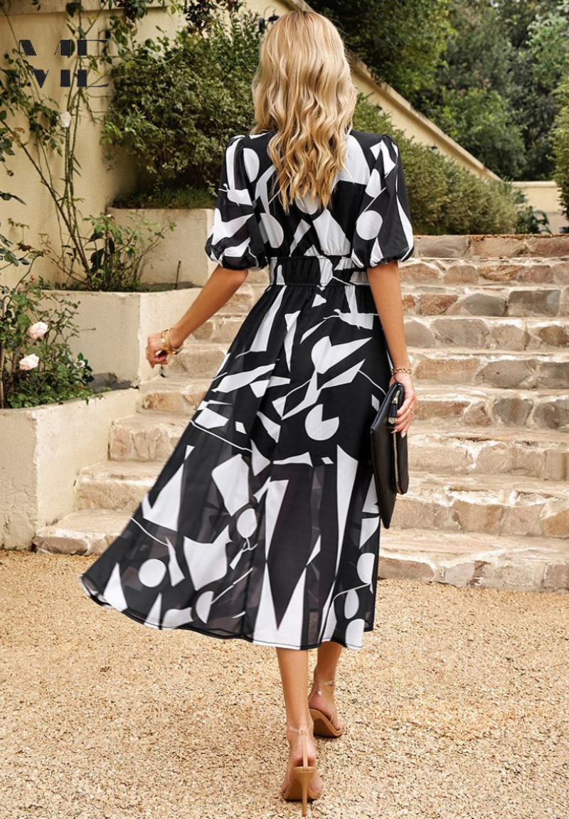 Chloe | Floral V-Neck Midi Dress for Women