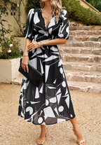 Chloe | Floral V-Neck Midi Dress for Women