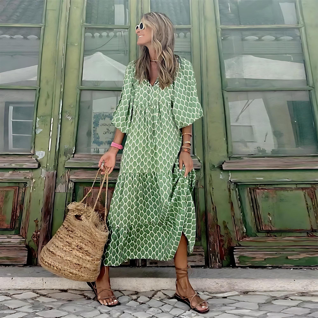 Miya | Polka Dot Maxi Dress with Long Sleeves for Women