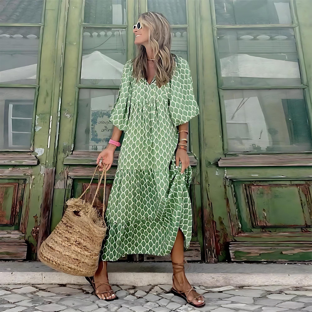 Miya | Polka Dot Maxi Dress with Long Sleeves for Women
