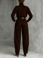 Lisa | High-Neck Wide Leg Jumpsuit Set for Women