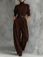 Lisa | High-Neck Wide Leg Jumpsuit Set for Women