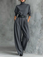 Lisa | High-Neck Wide Leg Jumpsuit Set for Women