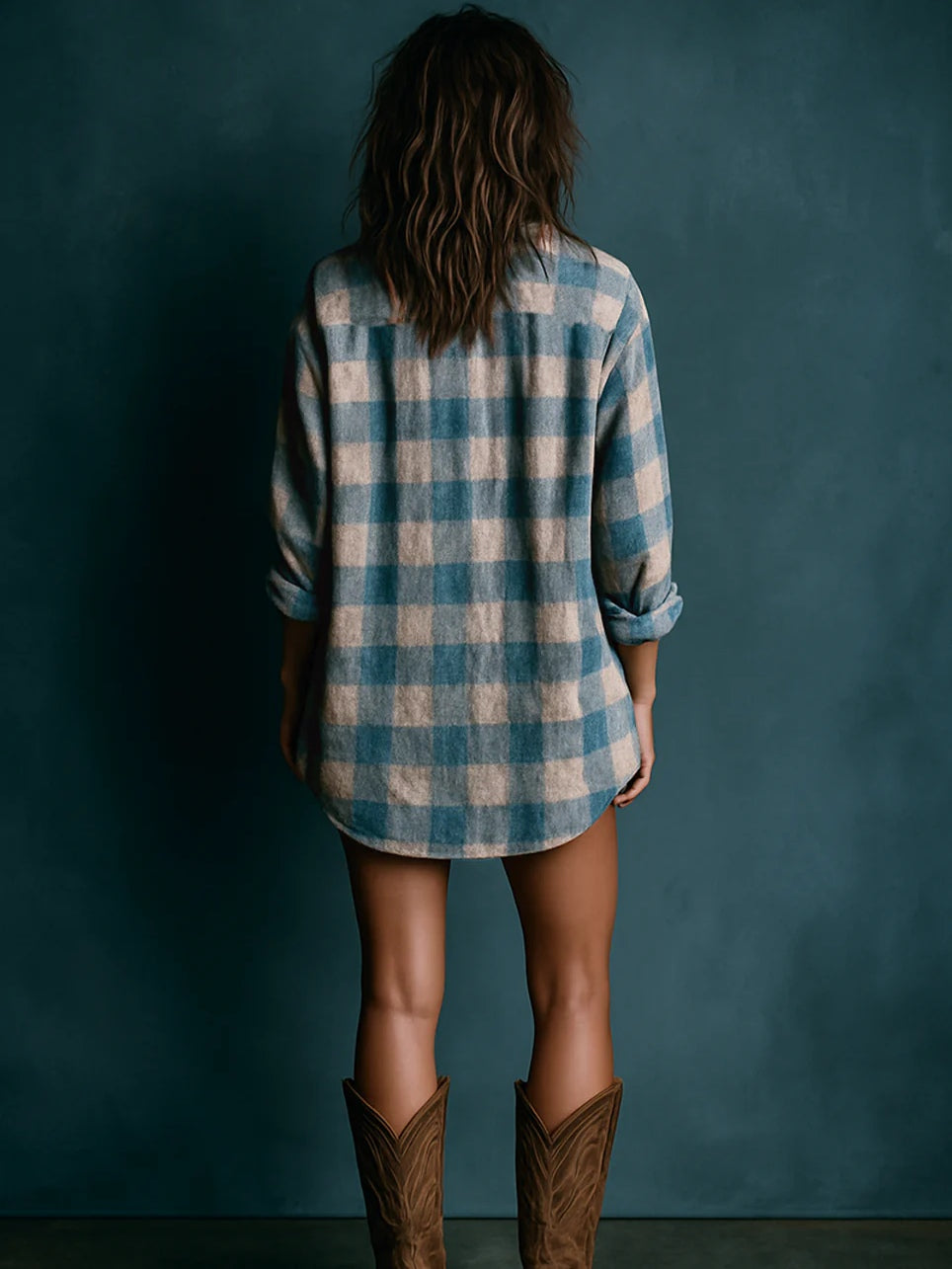 Persephone | Plaid Henley Long Sleeve Mini Dress for Women