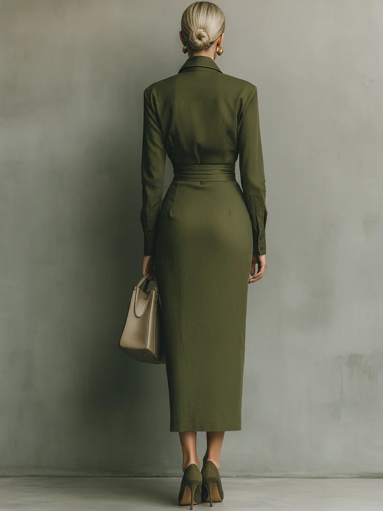 Eva | Belted Maxi Shirt Dress for Women
