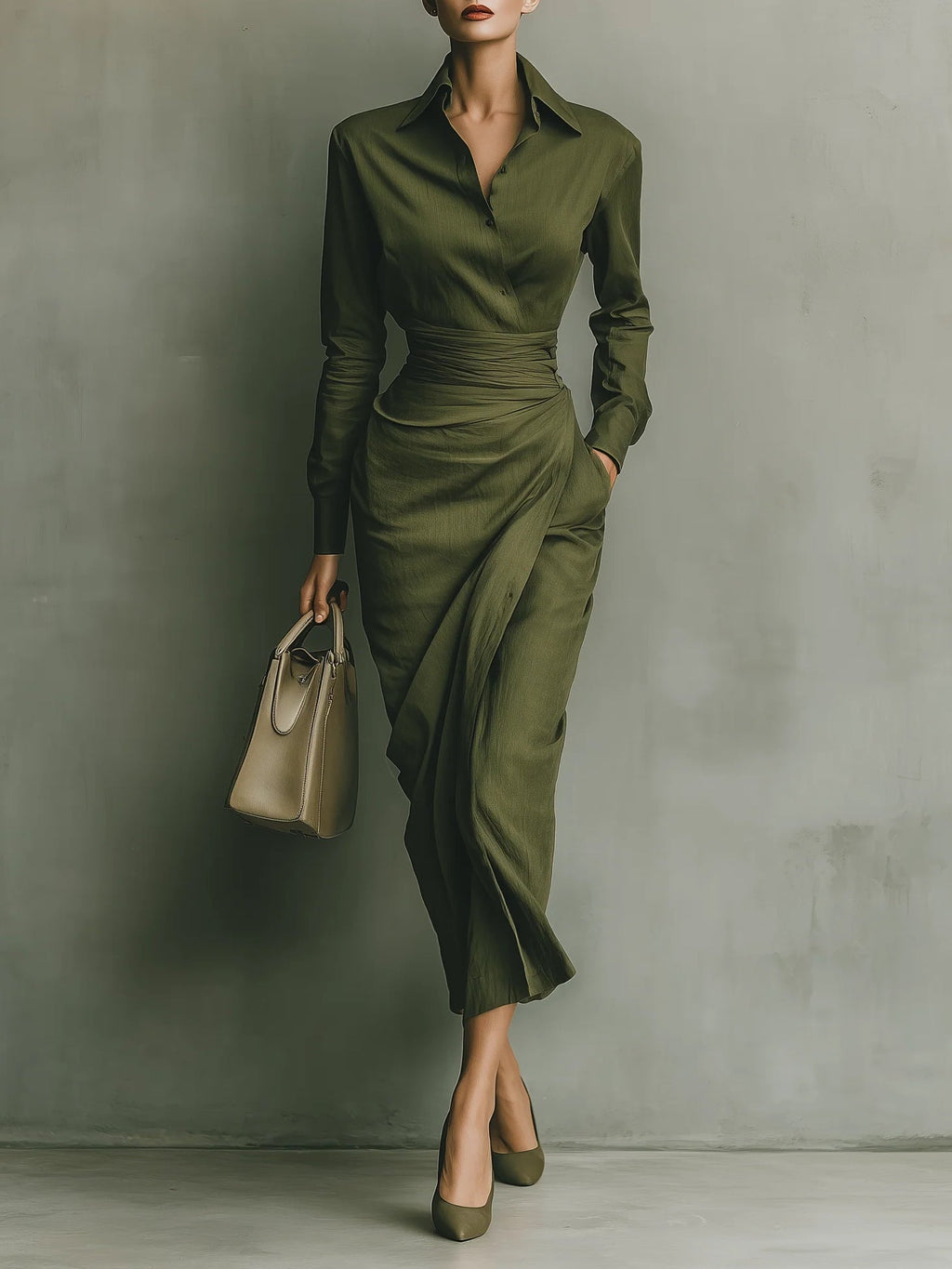 Eva | Belted Maxi Shirt Dress for Women