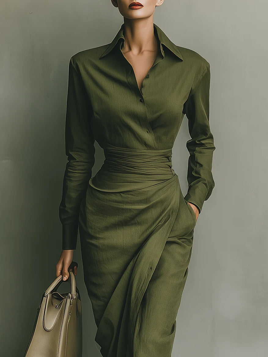 Eva | Belted Maxi Shirt Dress for Women