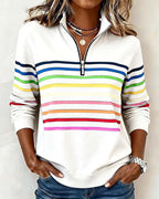 Rosetta | Striped Half Zip Sweatshirt for Women