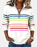 Iris | Striped Half-Zip Sweatshirt for Women