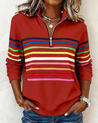 Rosetta | Striped Half Zip Sweatshirt for Women