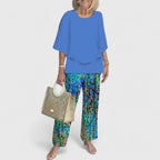 Suzette | Floral Cropped Wide Leg Two-Piece Set for Women