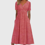 Noelia | Wrap V-Neck Midi Dress with Tummy Control for Women