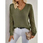 Adrianne | V-Neck Openwork Knit Sweater for Women