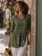 Marisa | A-Line V-Neck Floral Shirt Dress for Women