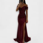 Airlia | Glitter Off-Shoulder Maxi Dress for Women