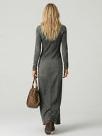 Alira | Denim Maxi Dress with Button-Front for Women