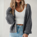 Alma | Chunky Knit Button-Down Cardigan for Women