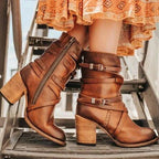 Amabelle | Suede Winter Ankle Boots with Buckle Straps for Women