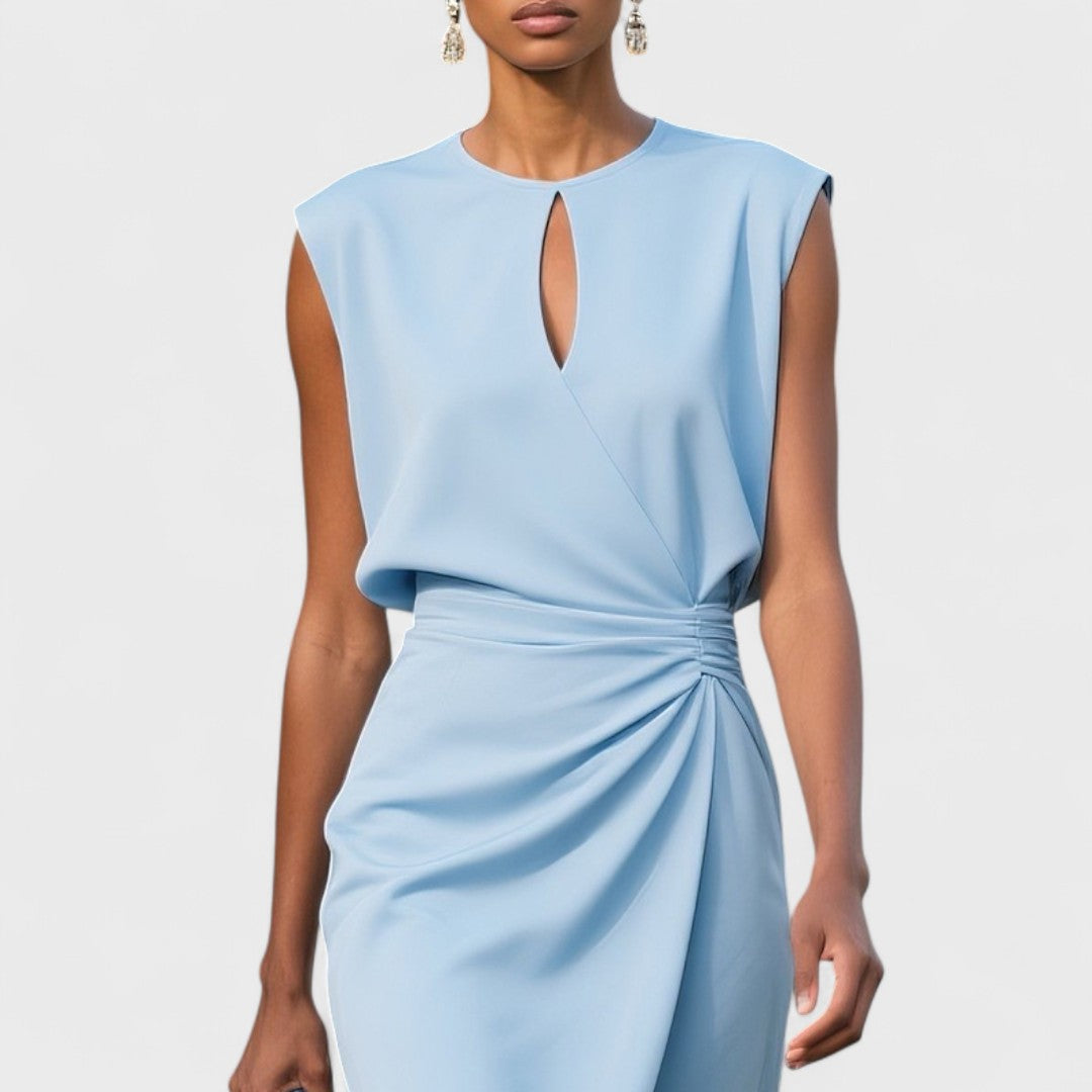 Sleeveless Wrap Dress with Keyhole Neck for Women