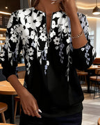 Anali | Floral Half-Zip Sweatshirt with Crew Neck for Women
