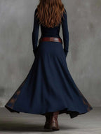 Anca | Patchwork Maxi Dress with Long Sleeves and Belt for Women