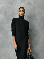 Aniela | Turtleneck Midi Sweater Dress for Women