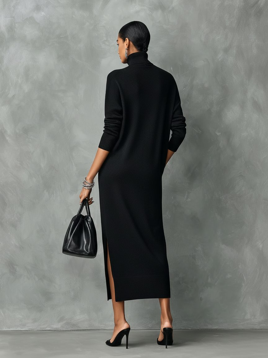 Aniela | Turtleneck Midi Sweater Dress for Women