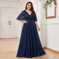 Annalise | Maxi Dress with V-Neck and Short Sleeves for Women