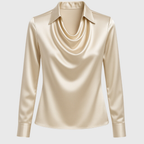 Flora | Cowl Neck Long Sleeve Satin Blouse for Women