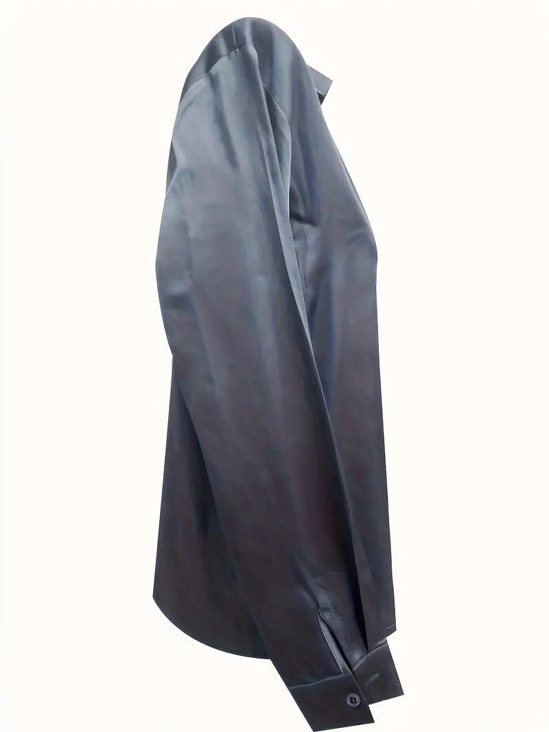 Audrey | Satin V-Neck Blouse with Long Sleeves for Women