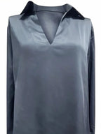 Audrey | Satin V-Neck Blouse with Long Sleeves for Women