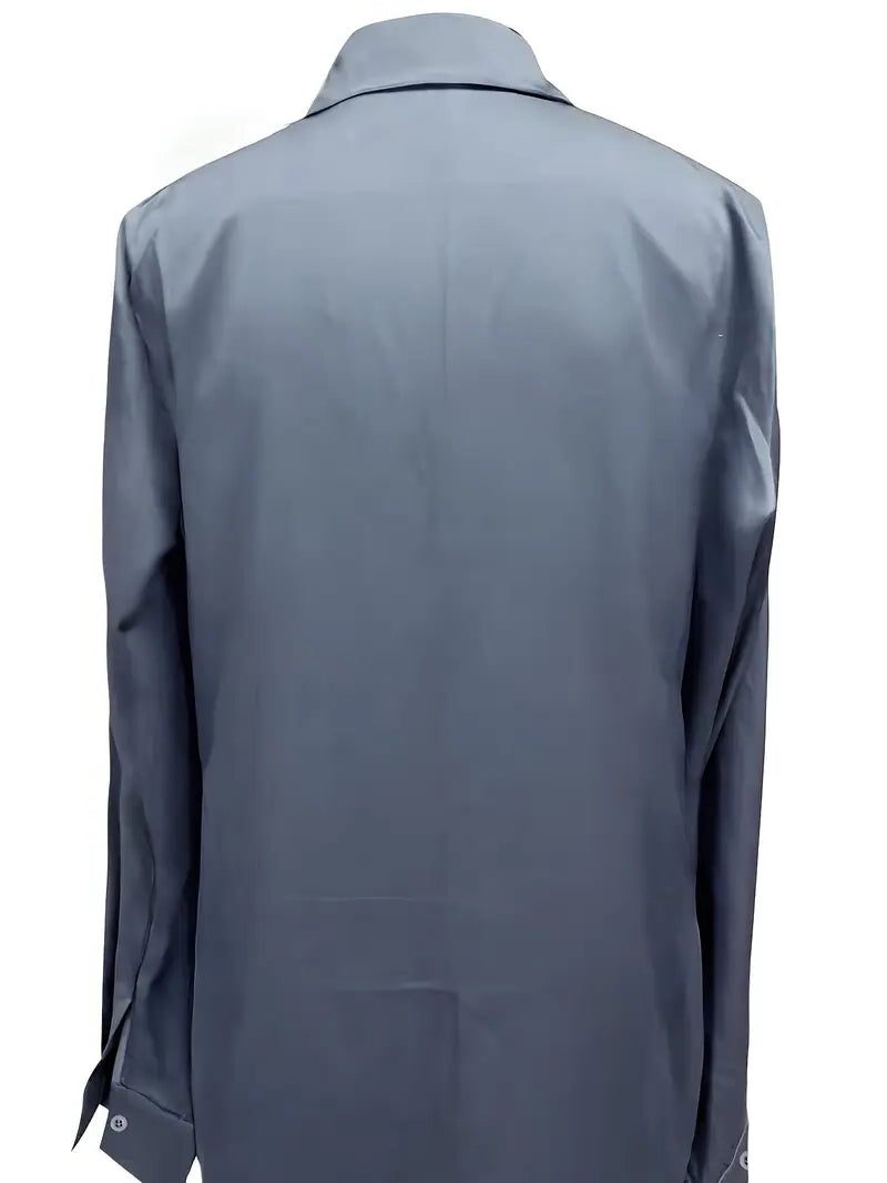 Audrey | Satin V-Neck Blouse with Long Sleeves for Women