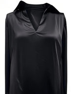 Audrey | Satin V-Neck Blouse with Long Sleeves for Women