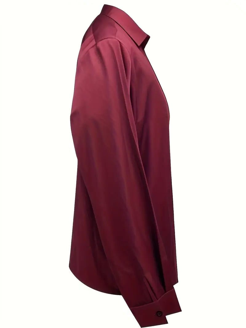 Audrey | Satin V-Neck Blouse with Long Sleeves for Women