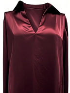 Audrey | Satin V-Neck Blouse with Long Sleeves for Women