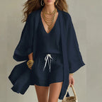 Avery | Linen Three-Piece Set with V-Neck for Women