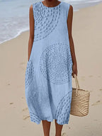 Autumn | Embroidered Sleeveless A-Line Midi Dress for Women