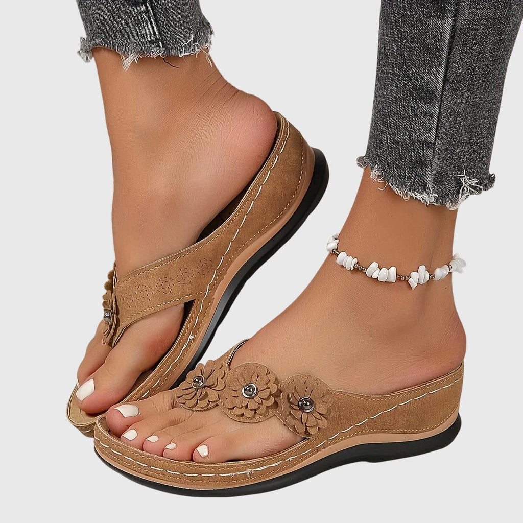 Silke | Flower Embellished Thong Sandals for Women