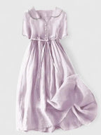 Whitney | Short Sleeve Peter Pan Collar Midi Dress for Women