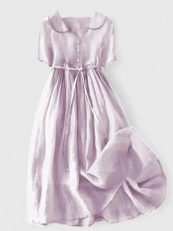 Whitney | Short Sleeve Peter Pan Collar Midi Dress for Women