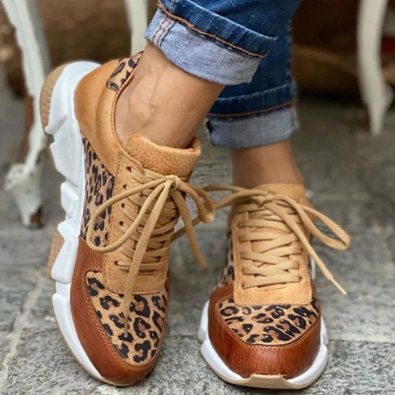 Bernadette | Leopard Print Lace-Up Sneakers for Women