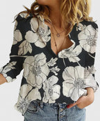 Elena | V-Neck Floral Shirt for Women