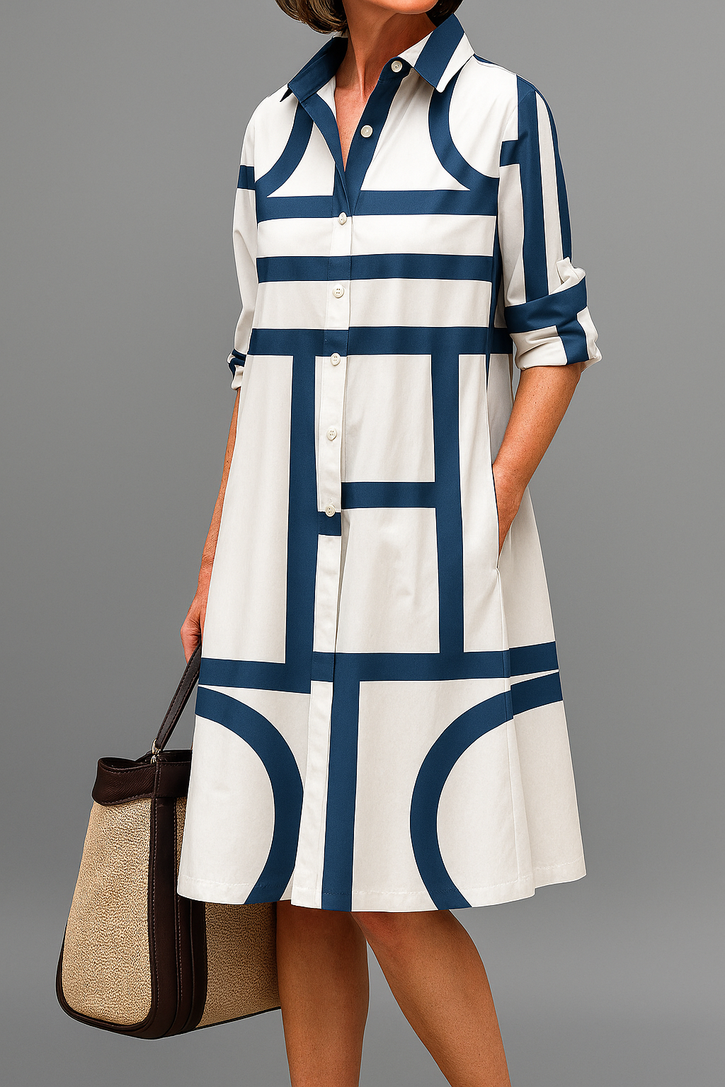 Gardenia | Button-Down Midi Shirt Dress for Women