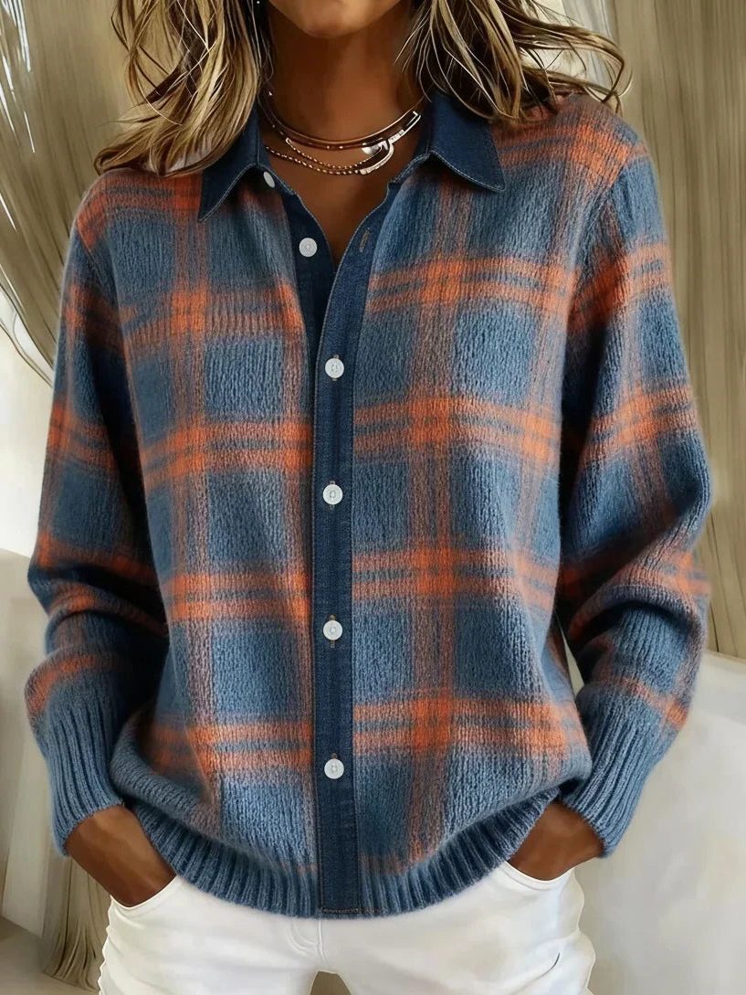 Brenna | Plaid Sweater with Button-Down Front for Women