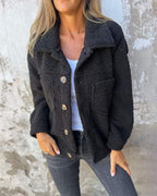 Brenna | Sherpa Button-Down Jacket with Chest Pockets for Women