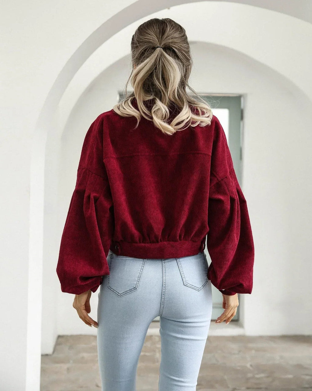 Brielle | Corduroy Cropped Bomber Jacket for Women